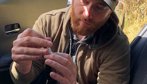 Ph.D. candidate Matthew Verosloff prepares a water sample to test for fluoride in Costa Rica.