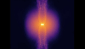 Snapshot from a STARFORGE simulation. A rotating gas core collapses, forming a central star that launches bipolar jets along its poles as it feeds on gas from the surrounding disk. The jets entrain gas away from the core, limiting the amount that the star can ultimately accrete.