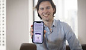 Medical Tyler Smith showing the app he developed 