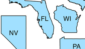 States that could be determined by undecided voters.