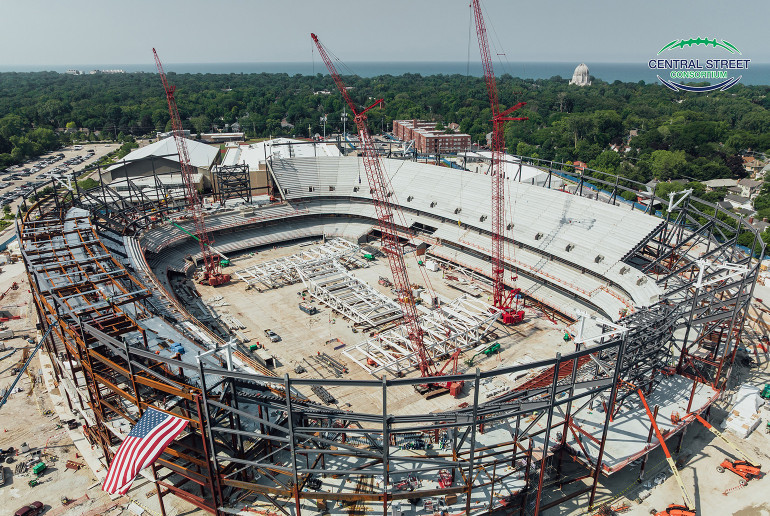 The Ryan Field construction site from above shows the bowl taking shape