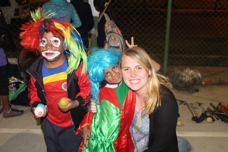 Danielle Elliott poses with two children in Cochabamba, Bolivia, during summer 2015. She helped manage a "children's circus" for a local non-profit.  