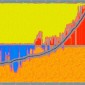 "Global Temperature and Carbon Dixoide (1880-2012)," a digital painting by Northwestern alumna Alisa Singer that depicts the direct relationship between CO2 emissions and global temperature since the Industrial Revolution. Courtesy Alisa Singer/Environmental Graphiti.