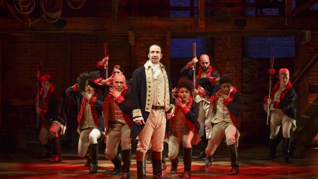 "Hamilton" performers on stage