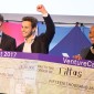 People on stage at Northwestern's startup competition.