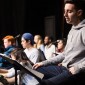 Alex Schneidman in rehearsal for ROCKNE. Photo by Justin Barbin.