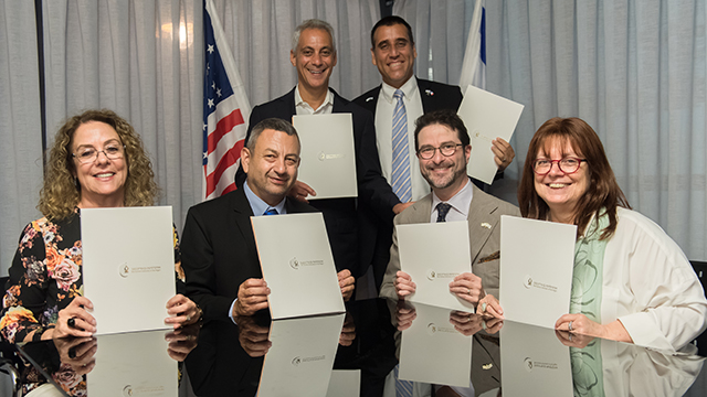 Aaron Packman, director of the Northwestern Center for Water Research, and Fruma Yehiely, associate vice president for research at Northwestern, signed a memorandum of understanding (MOU) with Ben-Gurion University’s Zuckerberg Institute for Water Research in Israel.