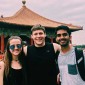 From the left, Cassie Helfer, Ross Kaufhold and Abhinav Talwar visit the Forbidden City as part of the 2017 Public Health in China program.