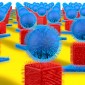 Illustration shows fuzzy blue circles hovering over fuzzy red cubes