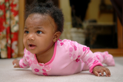 African American infant in pink