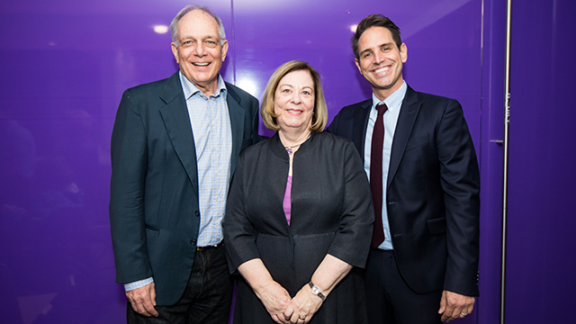 Northwestern acting professor emeritus David Downs, School of Communication Dean Barbara O'Keefe and alumnus Greg Berlanti Northwestern professor emeritus David Downs, School of Communication Dean Barbara O'Keefe and alumnus Greg Berlanti