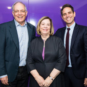Northwestern professor emeritus David Downs, School of Communication Dean Barbara O'Keefe and alumnus Greg Berlanti