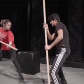 Students rehearse fight choreography