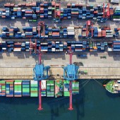 Overhead photo of freight containers