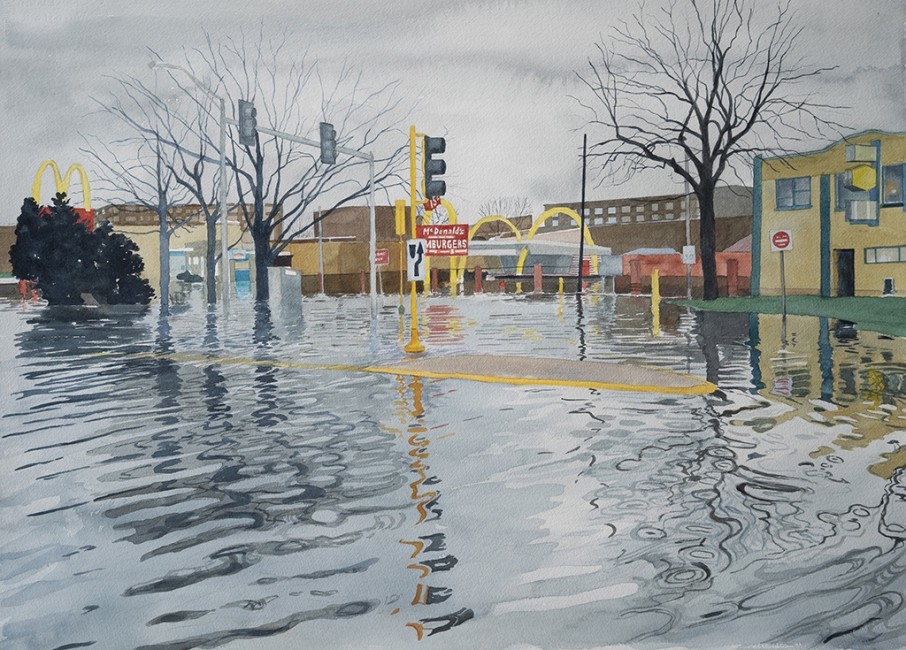 'Des Plaines McDonald's' from the 'Chicago and the Rain' series by Meredith Leich 