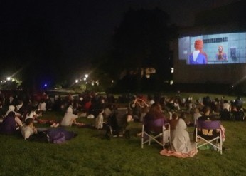 Movie audience outdoors at Norris