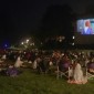 Movie audience outdoors at Norris