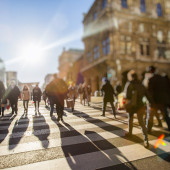 pedestrians walking alone