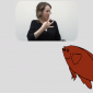 A woman using American Sign Language for fish