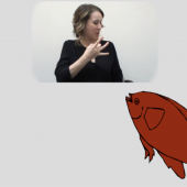 A woman using American Sign Language for fish