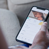 Parent using the NICU2Home app