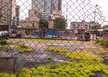 Vacant lot with graffiti