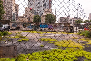 Vacant lot with graffiti