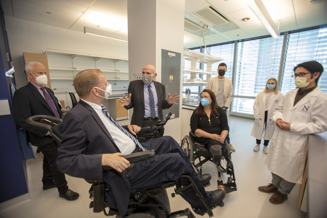 sen. tammy duckworth and rep. jim langevin with professor samuel stupp