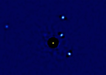 Four exoplanets orbiting around star HR8799