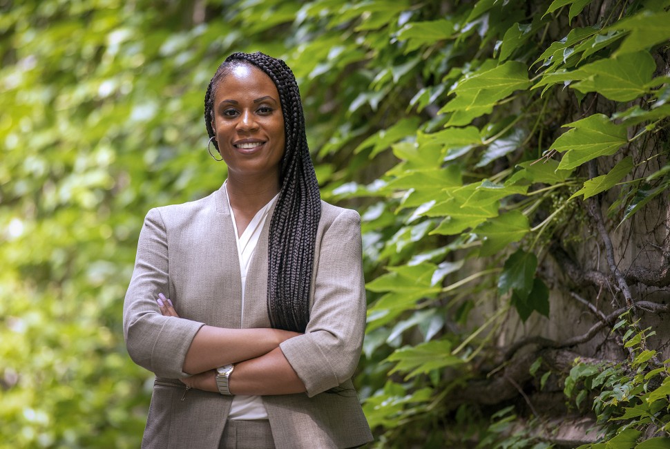 Jamelia Morgan standing outside the Pritzker School of Law