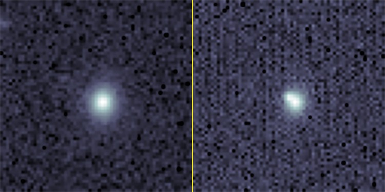 Un'immagine prima (a sinistra) e dopo della galassia in cui si è verificato SN2023tyk