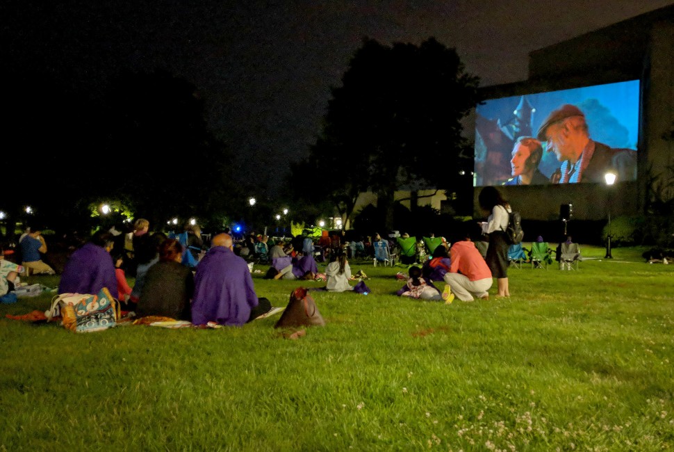 Attendees of last year's Summer Cinema series sit on the grass and watch a film 