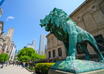 The entrance to the Art Institute of Chicago