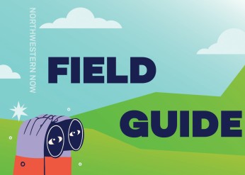 Binoculars trained on the words field guide