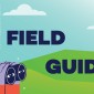 Binoculars trained on the words field guide