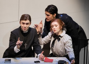 three cast members perform during the opera "Albert Herring"