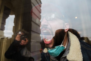 A man yells during the "Stop The Steal" rally held by Trump supporters on Jan. 6, 2021