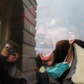 A man yells during the "Stop The Steal" rally held by Trump supporters on Jan. 6, 2021