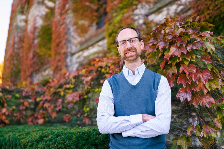 Matthew Richardson outside Deering Library
