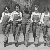Five U.S. Congressional Secretaries in overalls