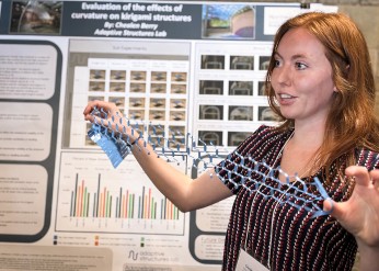 A student presenter at the 2025 Undergraduate Research Expo
