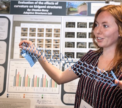 A student presenter at the 2025 Undergraduate Research Expo