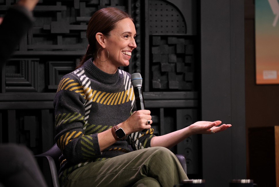 Jacinda Ardern speaks at an event