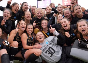 Northwestern field hockey celebrates after winning the 2024 NCAA championship