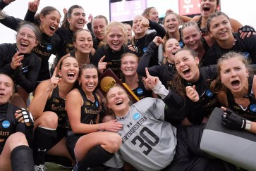 Northwestern field hockey celebrates after winning the 2024 NCAA championship