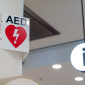 An AED sign 