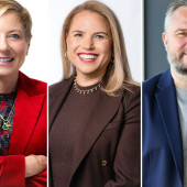 northwestern board of trustees Susan Howe, Christina Kosmowski and Daryl Morey