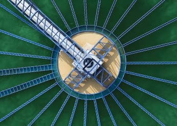 an aerial view of one stage of wastewater treatment 