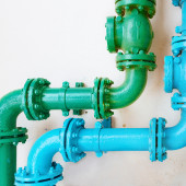 A green pipe and a blue pipe