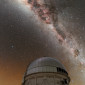 The Milky Way shines over the dome of an observatory